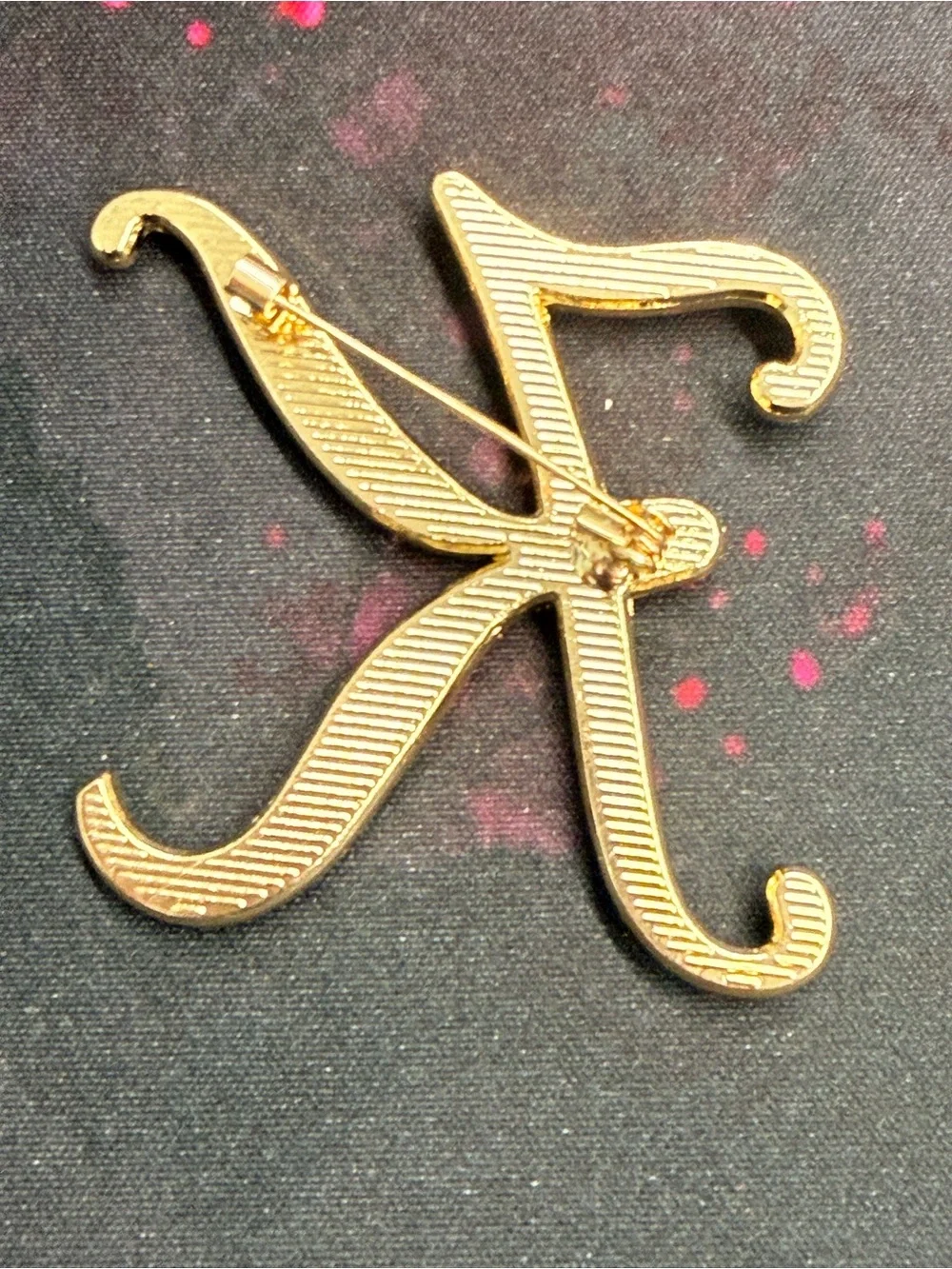 Gold Pearl-Accent 'K' Monogram Brooch - Women Jewelry